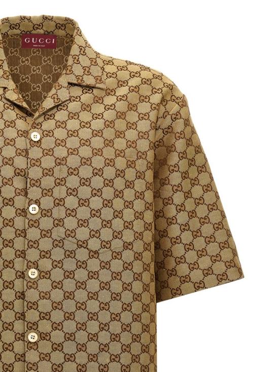 26SS 구찌 GG 리넨 셔츠 742707ZAM7G2580 Brown - GUCCI