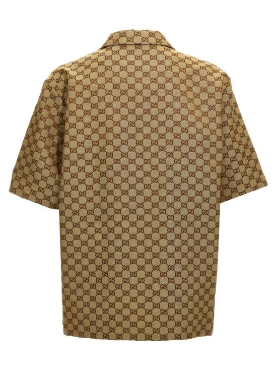 26SS 구찌 GG 리넨 셔츠 742707ZAM7G2580 Brown - GUCCI