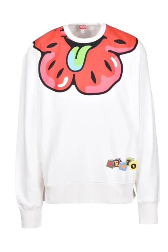  겐조 탑 면 스웨트셔츠 - 흰색