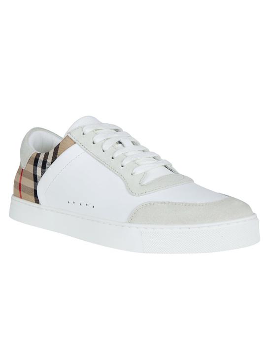 26SS 버버리 레더 스웨이드 체크 스니커즈 8069089 A9022 White - BURBERRY