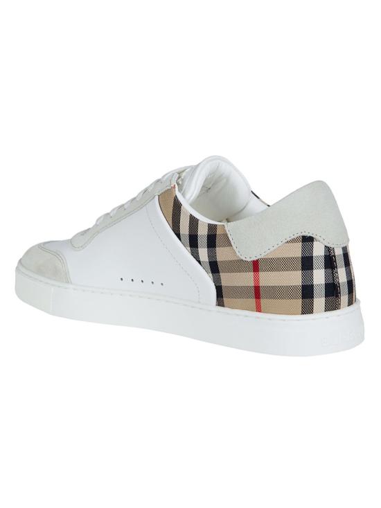 26SS 버버리 레더 스웨이드 체크 스니커즈 8069089 A9022 White - BURBERRY