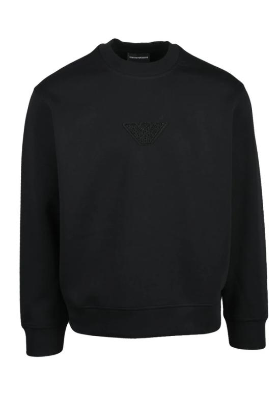 25SS 엠포리오 아르마니 탑 신축성 있는 크루넥 스웨트셔츠 - 블랙