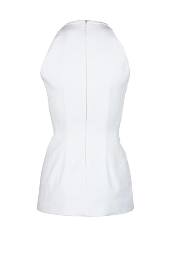  스포트막스 민소매 티셔츠 면/엘라스테인 혼방 블라우스 - 화이트 - SPORTMAX
