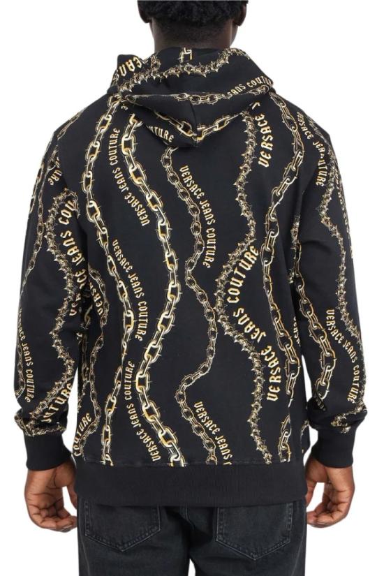  베르사체 탑 체인 패턴이 있는 투톤 코튼 후드티 - VERSACE