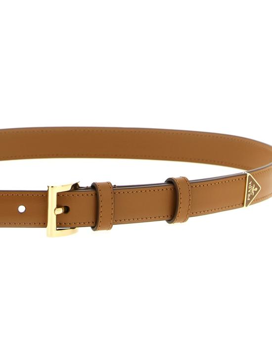 26SS 프라다 트라이앵글 로고 레더 벨트 1CC6258NQF03CW Brown - PRADA