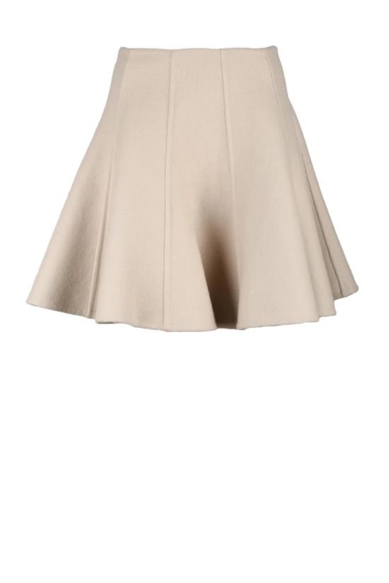  에르마노 설비노 미디 스커트 플레어 , 버진 울 소재, 베이지 색상