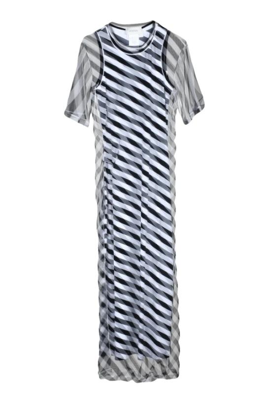 25SS 스포트막스 롱 원피스 파우사 드레스 - 블랙/화이트