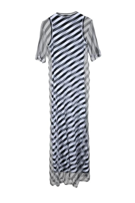 25SS 스포트막스 롱 원피스 파우사 드레스 - 블랙/화이트 - SPORTMAX