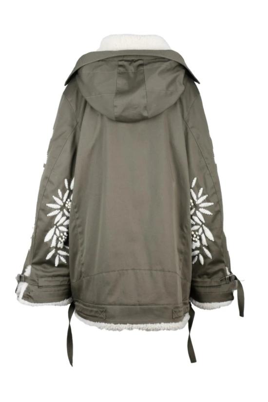  에르마노 설비노 코트 캔버스 파카 울 자수 - 녹색 - ERMANNO SCERVINO