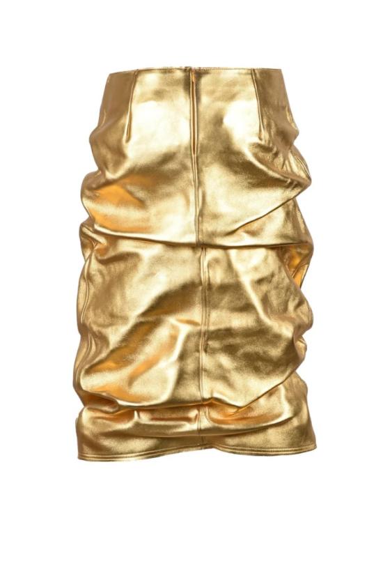  웰던 미디 스커트 가죽 미디  - 골드 - WE11DONE