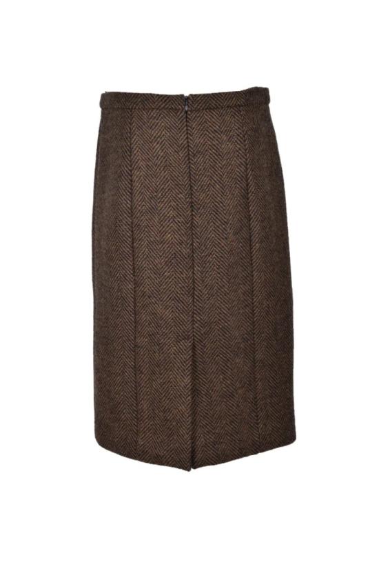  레드발렌티노 미디 스커트 미디 , 울/폴리아미드 소재 - 브라운 - RED VALENTINO