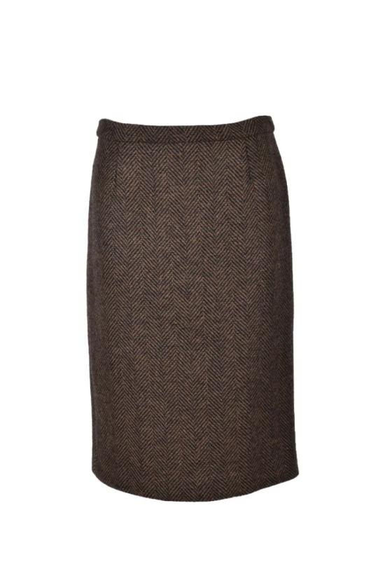  레드발렌티노 미디 스커트 미디 , 울/폴리아미드 소재 - 브라운