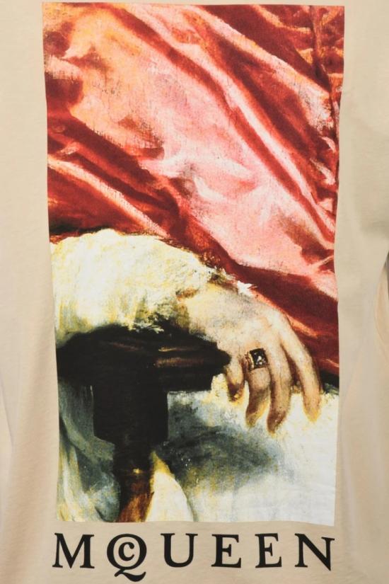 25SS 알렉산더 맥퀸 반팔 티셔츠 예술적인 프린트 면 티셔츠 - ALEXANDER MCQUEEN