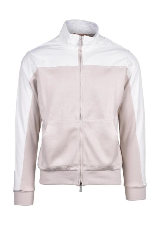  일레븐티 탑 지퍼 스웨트셔츠 - 화이트/베이지