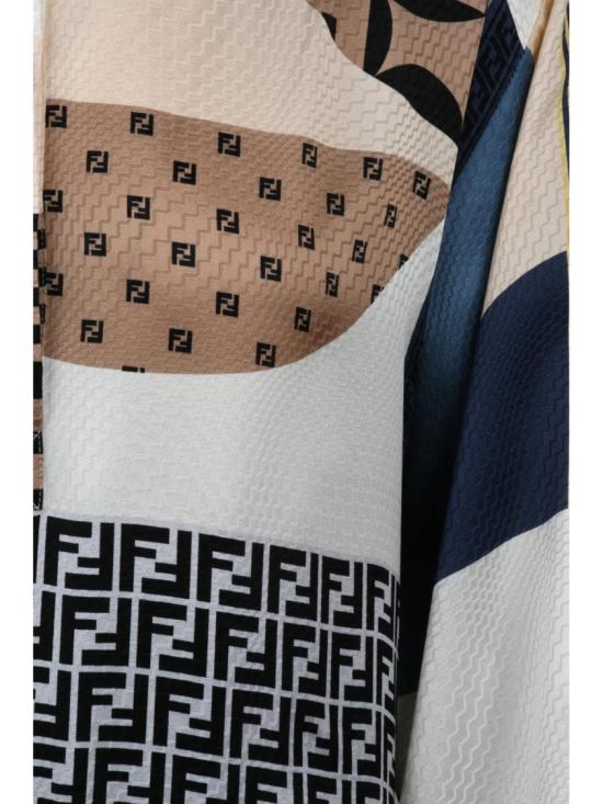 25SS 펜디 롱 원피스 허리끈이 있는 긴 실크 드레스 - 멀티컬러 - FENDI