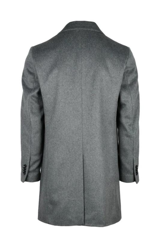  Premier Homme 코트 구조적인 칼라가 있는 중간 길이의 회색 코트 - PREMIER HOMME