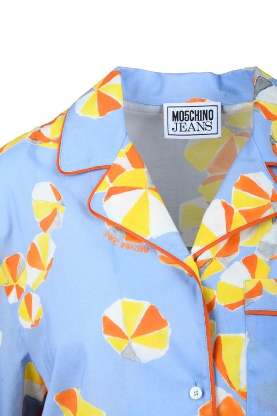 25SS 모스키노 블라우스 면 셔츠 - 파란색/노란색 - MOSCHINO