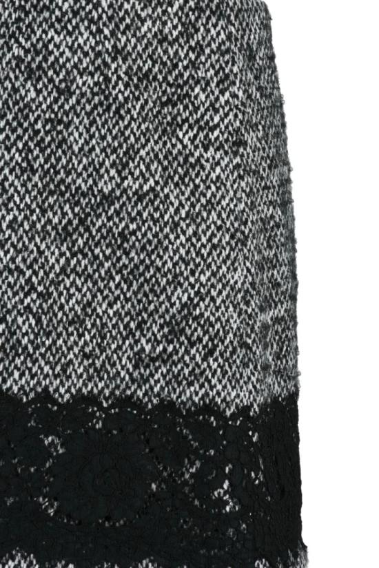  돌체앤가바나 숏 스커트 울 미니 - 화이트/블랙 - DOLCE & GABBANA