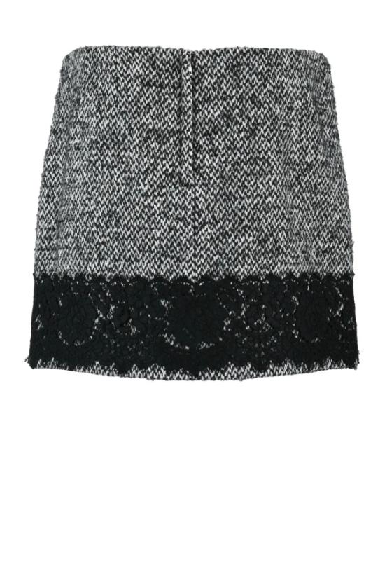  돌체앤가바나 숏 스커트 울 미니 - 화이트/블랙 - DOLCE & GABBANA