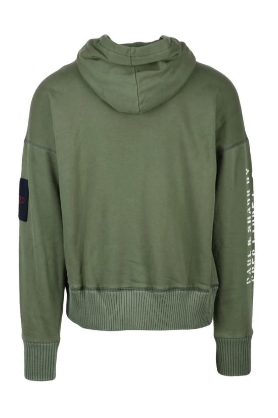  폴앤샤크 탑 대조적인 색상의 조임끈이 있는 크롭 그린 후드티 - PAUL & SHARK