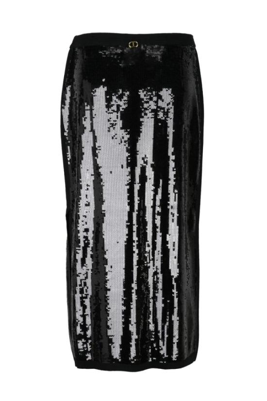  트윈셋 롱 스커트 긴 스팽글  - 블랙 - TWINSET