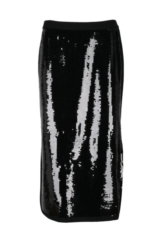  트윈셋 롱 스커트 긴 스팽글  - 블랙