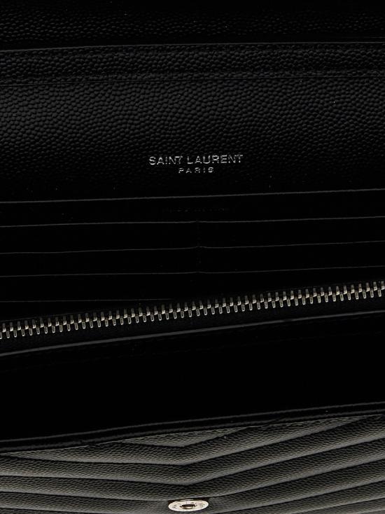 26SS 생로랑 그랑 드 뿌드르 엠보스드 레더 카산드라 마틀라세 체인 지갑 377828BOW021000 Black - SAINT LAURENT