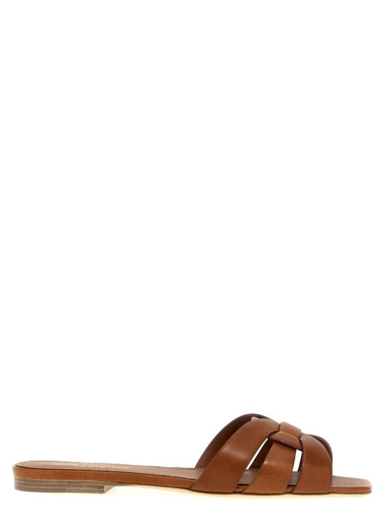 26SS 생로랑 스무스 레더 트리뷰트 플랫 뮬 571952BDA002206 Brown