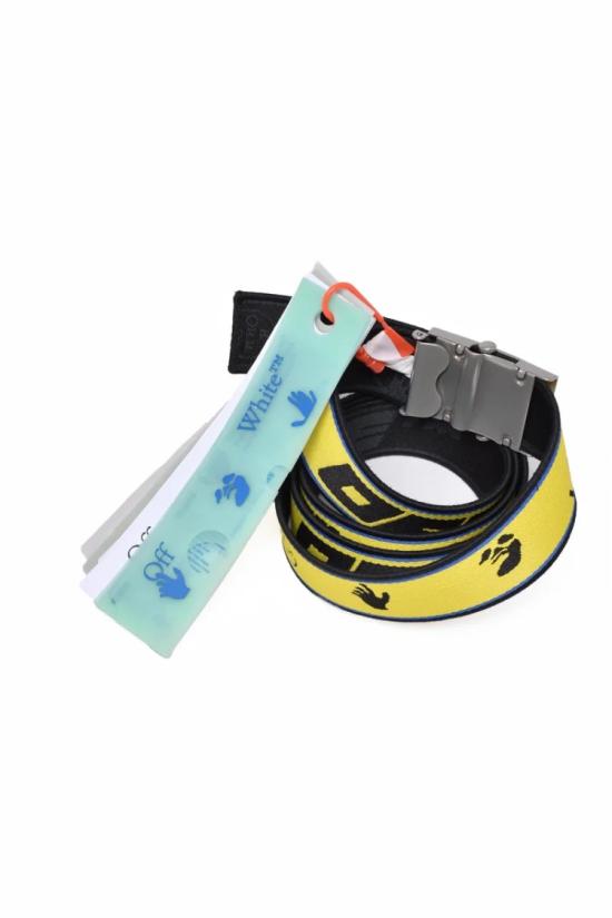 25SS 오프화이트 레귤러 벨트 로고  - 노란색/검은색 - OFF WHITE