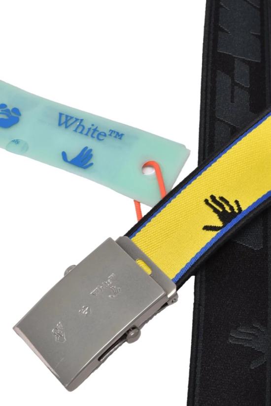 25SS 오프화이트 레귤러 벨트 로고  - 노란색/검은색 - OFF WHITE