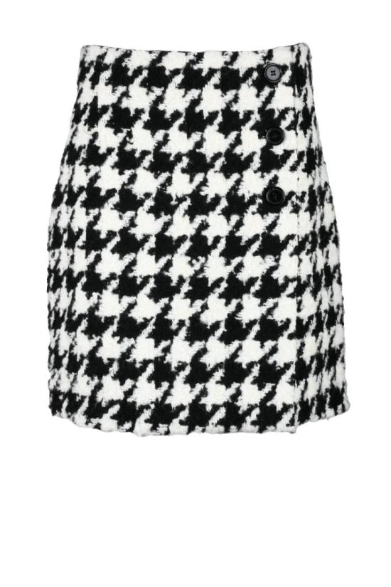  니나리찌 미디 스커트 울 혼방  - 화이트/블랙