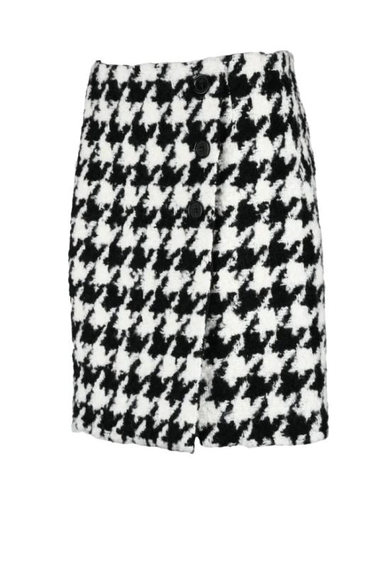  니나리찌 미디 스커트 울 혼방  - 화이트/블랙 - NINA RICCI