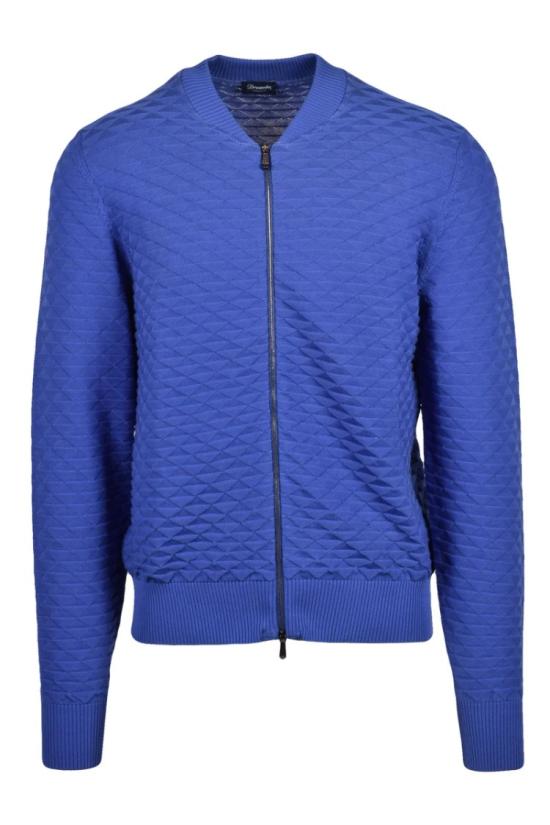 25SS 드루모어 집업 니트 면 지퍼 가디건 - 블루