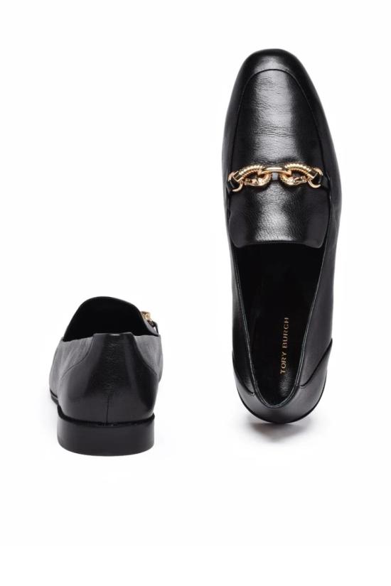  토리버치 플랫 슈즈 세련된 블랙 가죽 로퍼 - TORY BURCH
