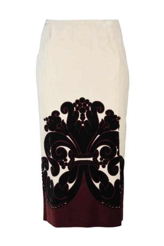  라 더블제이 롱 스커트 벨벳  - 크림색