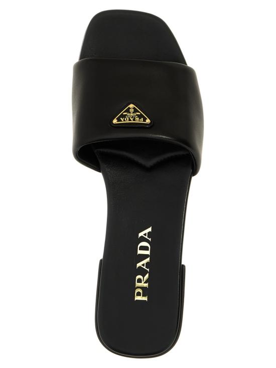 25SS 프라다 트라이앵글 로고 레더 슬리퍼 1XX714F0102DL8F0002 Black - PRADA