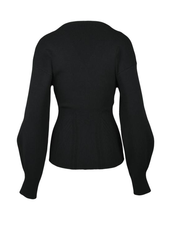25SS 알베르타 페레티 스웨터 슬림핏 니트 퍼프 소매 - 블랙 - ALBERTA FERRETTI