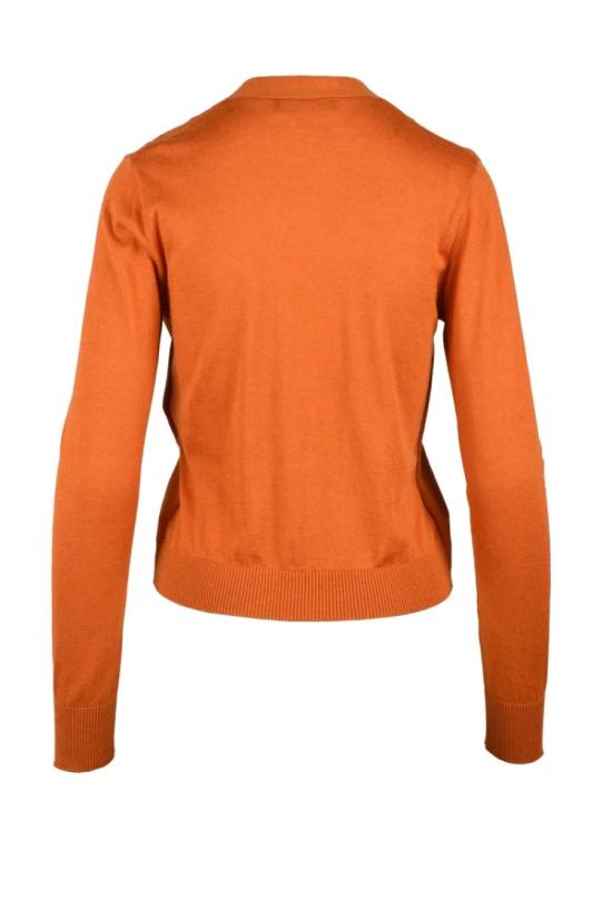 25SS 막스마라 가디건 실크 울 소재의 허리 가디건 - 오렌지색 - MAX MARA