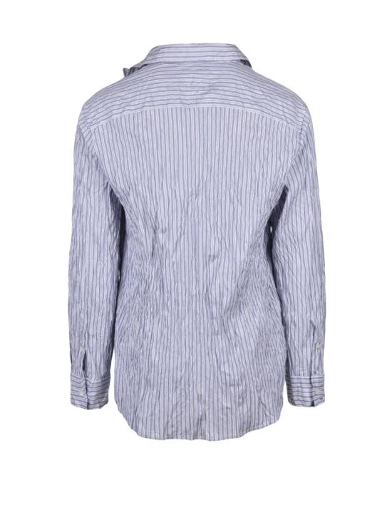 25SS 보테가베네타 긴팔 셔츠 주름 효과가 있는 슬림핏  - 화이트/블루 - BOTTEGA VENETA