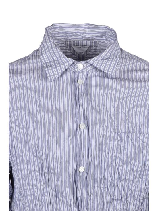 25SS 보테가베네타 긴팔 셔츠 주름 효과가 있는 슬림핏  - 화이트/블루 - BOTTEGA VENETA