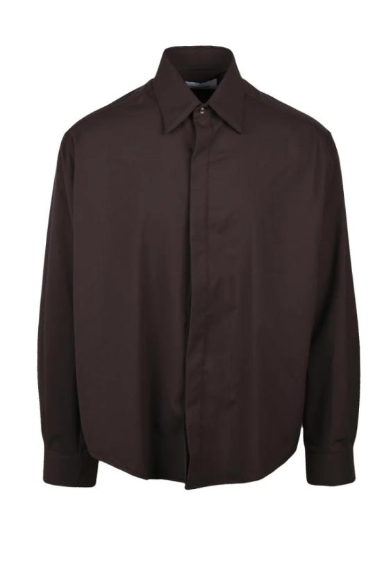 25SS Dressism. 긴팔 셔츠 (폴리에스터, 비스코스, 엘라스테인 혼방) - 갈색