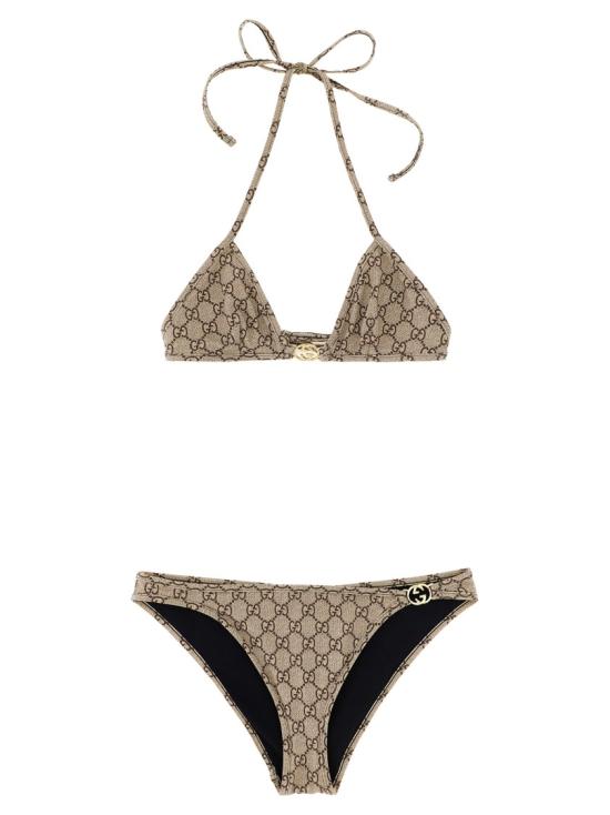 26SS 구찌 프린티드 GG 스트레치 저지 비키니 688999XHAK32270 Neutrals