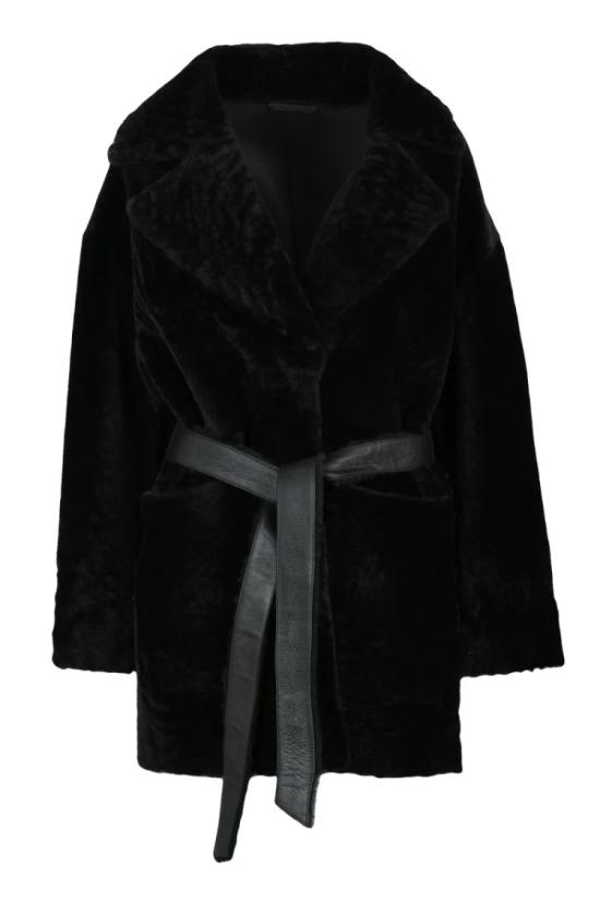  스워드 6.6.44 코트 진짜 양털  - 블랙