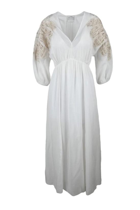 25SS 포르테포르테 롱 원피스 자수 장식 롱 드레스 - 화이트
