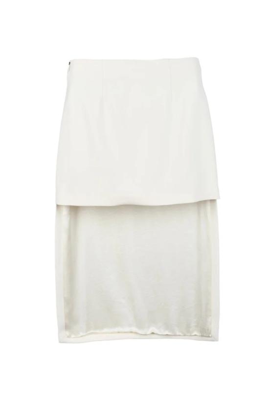  스포트막스 미디 스커트 비대칭 화이트 미디 - SPORTMAX