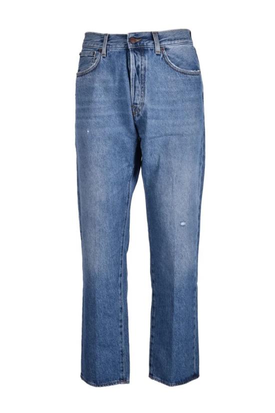  (+) People 데님 미드라이즈 스트레이트 레그 진