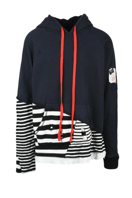  폴앤샤크 탑 맥시 패치워크 후드티 - 블루/화이트