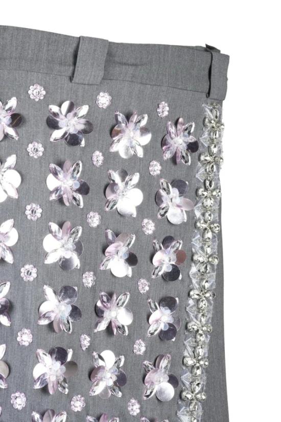  데 펨메스 미디 스커트 일자형 랩  - 회색 - DES PHEMMES