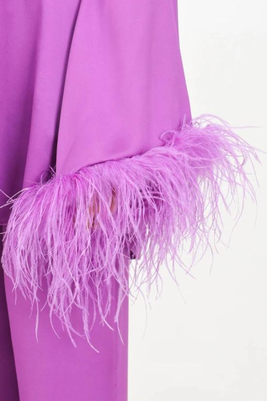  Alma Sanchez 튜닉 긴 새틴 블라우스 - 보라색 - OTHER BRANDS