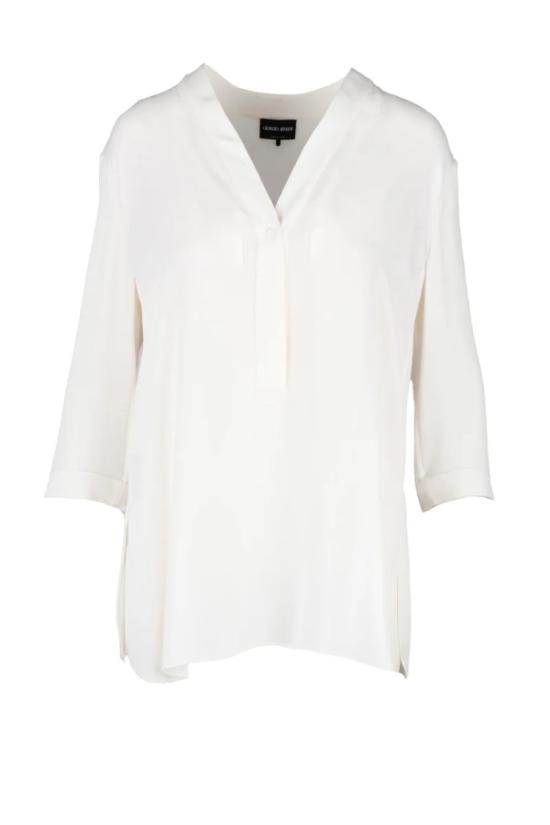  조르지오 아르마니 셔츠 실크 블라우스 - 화이트